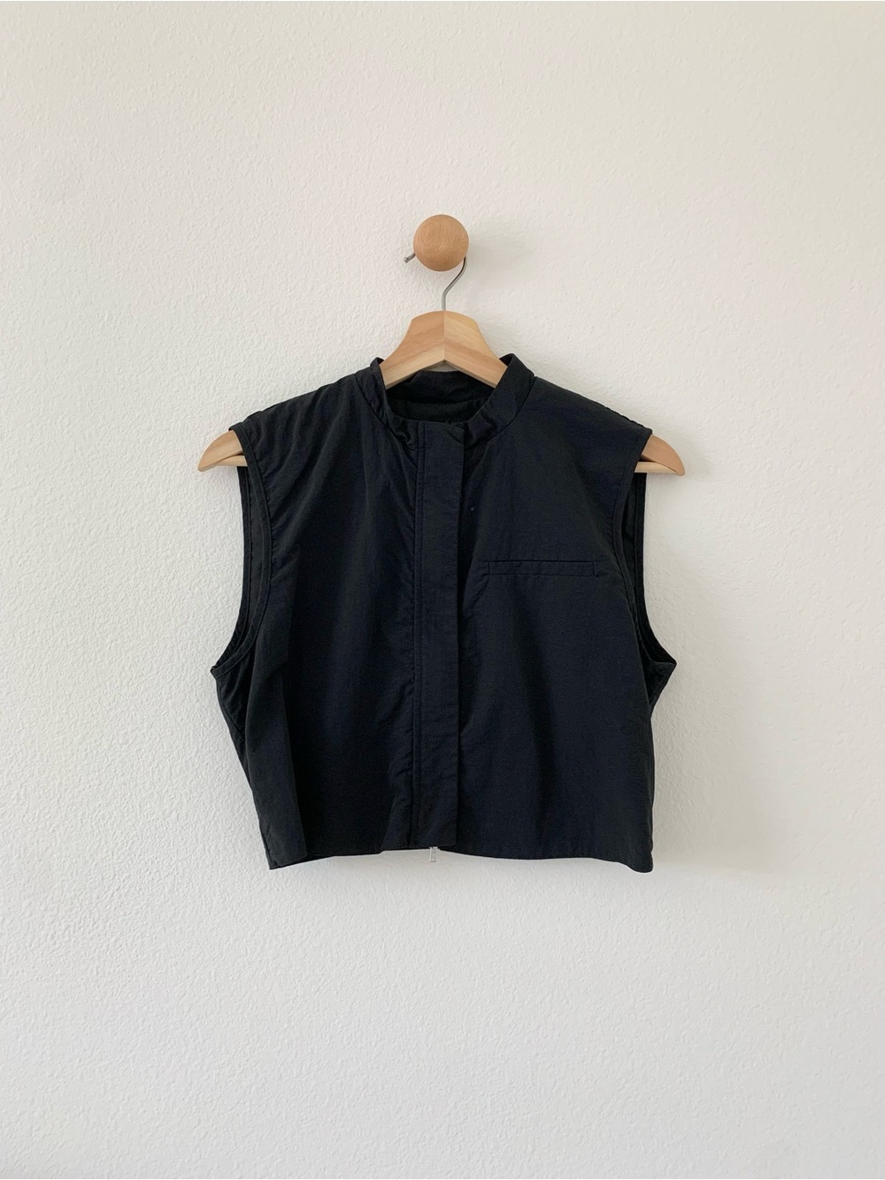 ❤️ 3/30 Zara Black Two Way Zipper Cropped Vest Sleeveless Top Medium